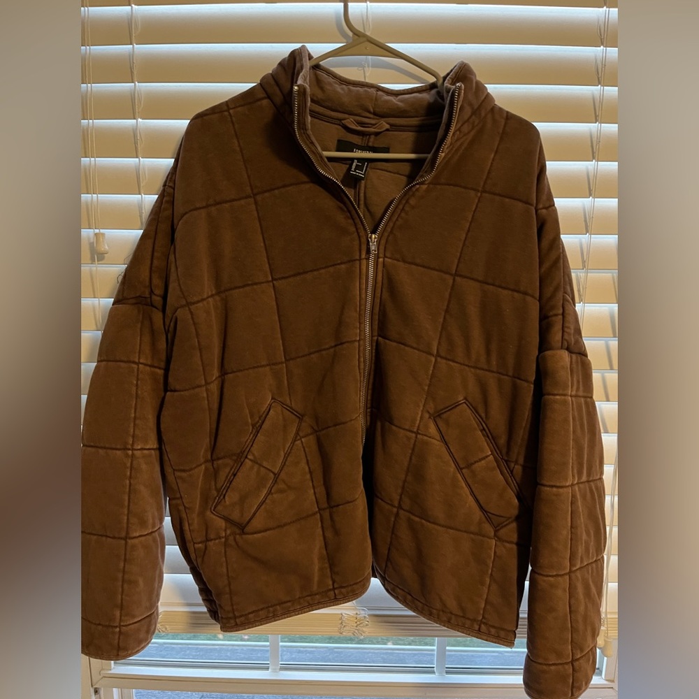 Forever 21 Oversized Brown Zip-up Coat